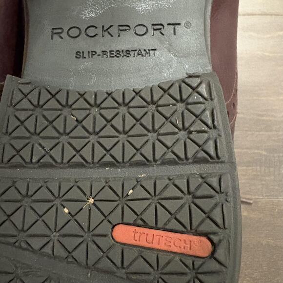 Rockport Shoes Mens Size 9.5 Burgundy Waterproof Slip Resistant Leather Wingtip - Picture 9 of 12